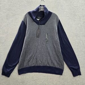 Marc Anthony Men Sweater 2XL Blue Cashmere Wool Blend Shawl Collar Slim Fit NWT
